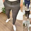 Beliebte Männer Hosen Mittlere Taille Wable Slim Fit Mid Rise Bleistift Hosen Haut-touch Lg Hosen für Büro 996u #