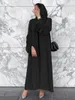 Ethnic Clothing Ruched Sleeves Dubai Abaya Open Front Kimono Islamic Muslim Women Ramadan Eid Hijabi Robe Kaftan Turkish Modest Outwear