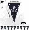 Accessori Corda da 9 metri con bandiera Jolly Roger Buntings sbrindellata con teschio e ossa incrociate Accessori per feste pirata Decorazione del cortile ghirlanda