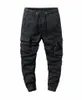 Hoge Kwaliteit Veelkleurige Casual Broek Heren Wijde Pijpen Sport Cargo Broek Grote Zak Fi Zwarte Heren Trekkoord Broek C9N5 #