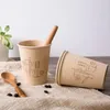 Cups Saucers Vanzlife Green Bamboo Fiber Unbleached Paper Office Disposable Of Coffee Cup With Thick Milk Tea