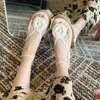 Summer Flat Sandals Women Elegant Flower Ladies Shoes Fashion Band Beach Shoe Casual Flip Flops Soft Sole Low Heel Slides 240318