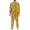 Amarelo Parrot Print Pijamas Primavera Jenday Cures Vintage Oversized Pyjama Define Lg Mangas Trendy Leisure Graphic Nightwear i72V #