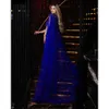 Dubai Mermaid sa att Sharon Royal Blue Evening Dresses 2024 Cape Sleeve Elegant Arabic Women Wedding Dress Party Gown SS411