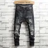 jeansy dżinsowe dla mężczyzn zrujnowane do dziury FI High Street Brand Pants New Hip Hop Wysoka jakość Plus I23G#