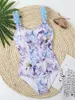 Damskie stroje kąpielowe S - XL 3D Flower Drukowane z wiązaną spódnicą potargowaną kobietę One Piece Swimsuit Kobiet Kąpiel Kąpiel Kąpiec Pływanie Lady K4107