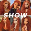 Curly Ginger 30 40Inche 13x6 Spets Front Human Hair Orange Deep Wave 13x4 Spets Frontal Wig Brazilian 250density Cosplay för kvinnor