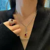 Catene Elegante Lussuosa Minimalista Collana Lunga Con Ciondolo Rosso Cubic Zirconia Per Abiti Da Festa Da Donna Accessori Gioielli