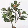 Plante Magnolia artificielle faite à la main, fleurs décoratives, grandes feuilles de caoutchouc, 110cm, 2 fourchettes, simulation de branche d'arbre pour mariage