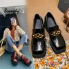 Dress Shoes Brangdy Genuine Leather Women Spring 2024 Fashion Round Head Bow Girl Thick Heel British Style Loafers