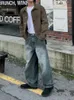 Syuhgfa Coréen Hommes Dégradé Droit Jeans Persalité Couleur Unie Mâle Jambes Larges Denim Pantalon Niche Design 2024 Printemps Chic Y2ta #