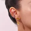 Ear Cuff Ear Cuff Mini grid snake ear clip waterproof and hypoallergenic 18K gold-plated earrings suitable for womens 316L stainless steel gifts Y240326