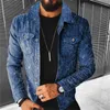 Mens denimjacka 2023 Autumn Casual Pure Cotton Slim Fit Street Stylish Motorcykel Jean Jacket Streetwear Men Coats 240307