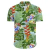 Hawaiian floral casual men's shirt printed short sleeved Korean fashion clothing oversized floral print top