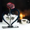 Decorative Flowers Metal Rose Stand Wrought Iron Ornaments Desktop For Living Room Bedroom Study