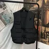 Mens Fashion Tooling Vest Men Streetwear Cargo Vest Hip Hop рукавиц для рукавов Gilet Multi-карманы на открытом воздухе 240320