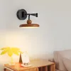 Lámpara de pared Retro color crema, candelabro de pared del pasillo creativo americano de grano de madera, lámpara de noche para dormitorio, decoración del hogar