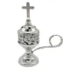 Burners Cross Incense Burner Metal Decorative Cross Incense Holder Small Silver Charcoal Incense Burner Catholic Cross Censer Brass