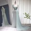 Green Mermaid Sharon sa Emerald Dubai Evening Dresses for Women Wedding Aqua Overskirt Långt plus storlek Party Gowns SS132