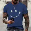 Erkek Tişörtleri Komik Erkek Tişört Gülümseyen Yüz Yeni Modaya Modeli Yaz Moda Basit Üstler 3D Baskı Gevşek Kısa Kısa Slve T Shirt T240325