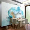 壁紙wellyuモダン3d抽象青孔雀の背景壁カスタム大きな壁画環境シルクの壁紙
