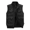 2024 Men's Fleece Vest Military Tactical Multi Pockets Travel Sleevel Top Jacket Male Work Wear Winter Warm Waistcoat Black 43pm#