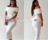 Белые коктейльные платья-футляры с открытыми плечами Простое дешевое платье для выпускного вечера в арабском стиле в Дубае Платье длиной до чая для особых случаев6598279