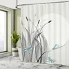 Shower Curtains Fashion Curtain Flower And Tree Pattern Dragonfly Image Waterproof With Hook Fabric Bathroom Decoration