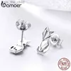 Urok Bamoer Hot Sprzedawanie autentycznego 925 Sterling Srebrna Fashing Folding Fox Animal Studs Kolczyki Women Srebrna biżuteria SCE526C24326