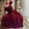 Bohemian ciążowa sukienka wygodna lniana prostota dwuczęściowa vintage boho w stylu akcesoria baby shower 240321