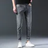 2024 Nieuwe Denim Jeans Slim Fi Merk Stretch Fi Lente Zomer Grijs Zwart Merk Klassieke Broek Voor Mannen Y6XB #