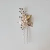 Haarspangen SLBRIDAL Handgefertigte Strasssteine Kristallperlen Blume Brautnadel Hochzeit Aufkleber Zubehör Damen Gilrs Schmuck