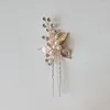 Grampos de cabelo SLBRIDAL Handmade Strass Pérolas de Cristal Flor Nupcial Pin Adesivo de Casamento Acessórios Mulheres Gilrs Jóias