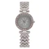 패션 다이아몬드 상감 라인톤 꽃 팔찌 여자 시계 쿼츠