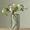 Vases Vase en verre Transparent de Style japonais, nouveau Style chinois, décoration de bureau à domicile, Arrangement de fleurs Zen, fleur sèche, Vase à petite bouche