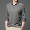 Mittleren Alters Herren Herbst Turndown Kragen Lose Plus Größe POLO Shirt Luxuriöse Business Langarm Golf Männer Kleidung 240319