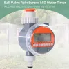 Timers Muciakie Rain Sensor Ball Valve LCD Garden Water Timer Automatisk elektronisk vattning av bevattningskontroller Programmerbar digital