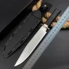 1 Stuks Nieuwe H3888 High End Recht Mes 9Cr18Mov Stone Wash Bowie Blade Zwart G10 Handvat Outdoor Camping Wandelen Survival Vaste Messen met Kydex