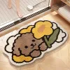 Mats Cute Cartoon Bath Mat High Quality Flocked Microfiber Bathroom Rug Quick Dry Nonslip Water Absorbent Foot Mat Bath Carpet