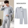 Pyjamas for Men Cott Plus Size Sleepwear LG Sleeved Pullover Sporty Homewear Leisure Korean Big Size PJS Male Home Clothing P0XO#