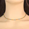 Chains ViiEee Handmade Stainless Steel Blue Enamel Ball Choker Necklace For Women 18K Gold Plated Fashion Chain Jewelry VN23064