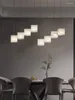 Kronleuchter 2024 Marmor Kronleuchter mit Seil für Esszimmer Küche Beleuchtung Moderne quadratische Geometrie Design Dekor hängende LED-Pendelleuchte