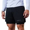 Gym Sports Fitn Shorts pour hommes 2-en-1 shorts double couche Jogger en plein air course short d'entraînement de basket-ball Casual Beach Pant I55M #