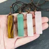 Colares Pingente Natural Crystal Bar Retangular Gemstone Colar Casal Amizade Jóias Lapis Ametista Rosa Quartzo