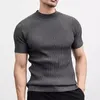 Camisetas masculinas malhas masculinas camisetas slim mock pesco