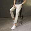 Printemps été hommes pantalons décontractés longueur cheville droite classique simplicité couleur unie confortable mâle Busin pantalon t7Vb #