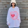 Oversized t-shirt y2k Harajuku tops Sweatshirts Kawaii Autumn Heart Sweatshirt long sleeve Hip Hop vintage Top fairy grunge 240325