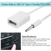 1PC Auto Car Interior Accessories 3.5mm Male AUX Audio Plug Jack To USB 2.0 Female Converter Adapter MP3 Car Cable Universal