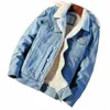 autumn and Winter New Men Fi Trend Lamb Cmere Denim Jacket Male Casual Comfort Thick Warm High Quality Overcoat Thermal o6NG#