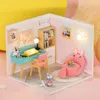 Babyhuispakket Mini DIY Handgemaakte 3D-puzzel Assemblage Gebouwmodel Meisje Speelgoed Thuis Slaapkamer Decoratie met meubilair Houten Craf 240321